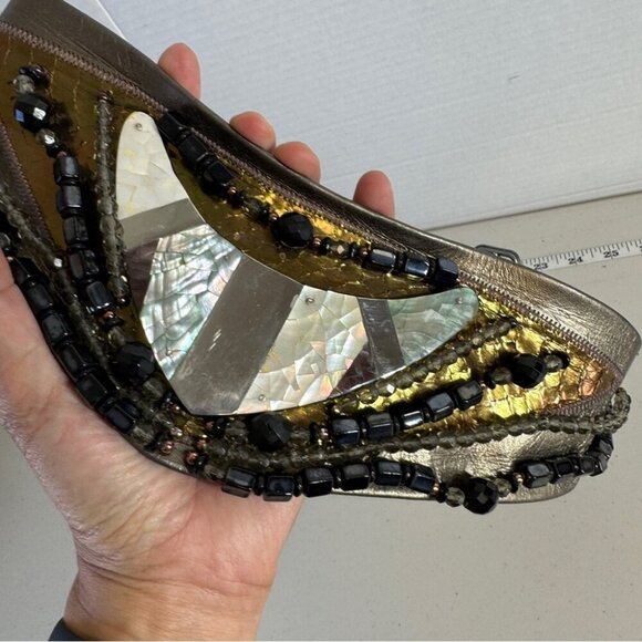 Vintage Salena’s Collection Gold Black 80s Beaded Metallic Statement Belt - Picture 11 of 16